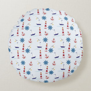 Coussins Ronds Symboles de la mer cool