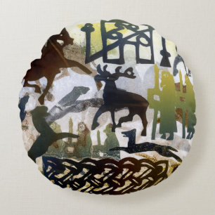 Coussins Ronds Symboles et laçage Pictish