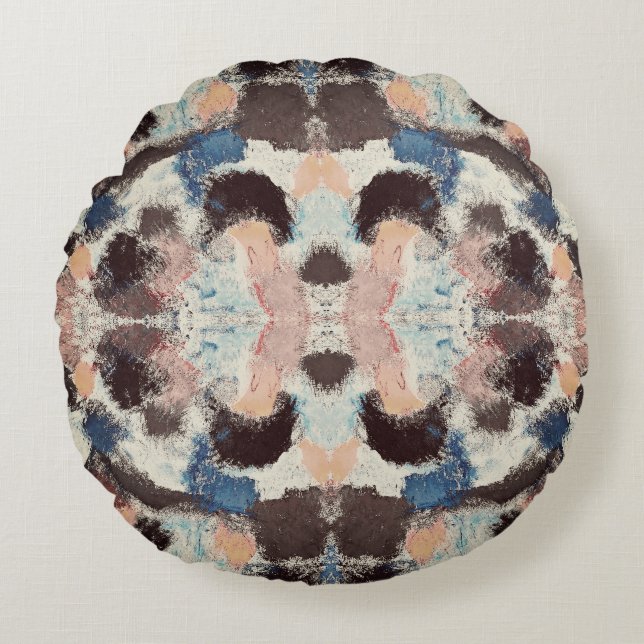 Coussins Ronds Symétrie Pastel Vibrant - Art Texturé Abstrait (Devant)