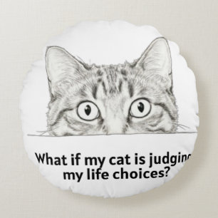 Coussins Ronds T-shirt chat ironique pour les mamans de chats   C