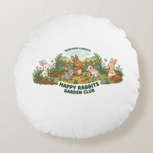 Coussins Ronds T-shirt du Club de Jardin des Lapins Heureux – Des