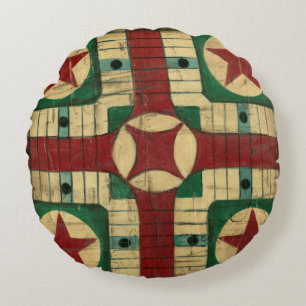 Coussins Ronds Tableau de jeu Antique Parcheesi par Ethan Harper
