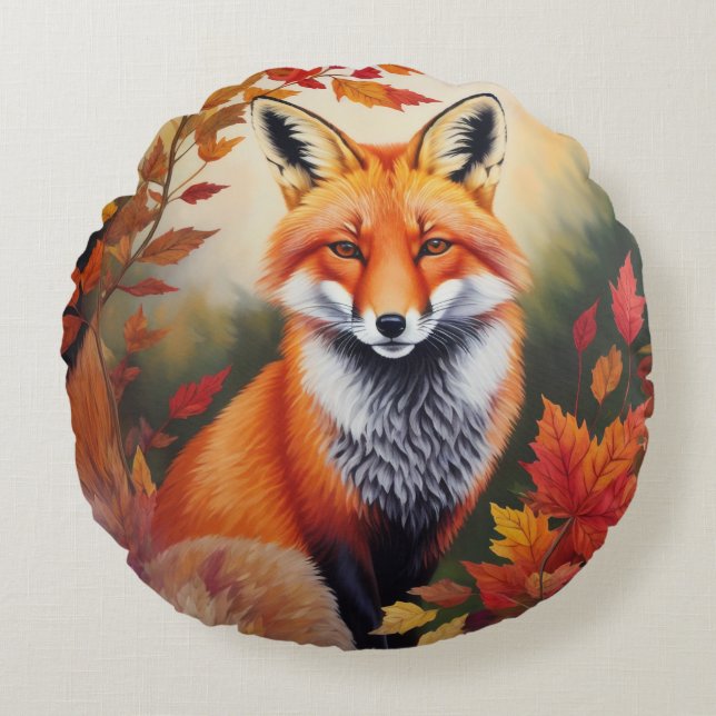 Coussins Ronds Tableau Renard d'automne (Devant)