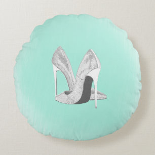 Coussins Ronds Talons argentés sur mint