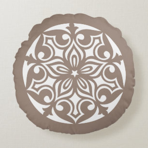 Coussins Ronds Tan TRIBAL CERCLE DE VIE JETTE Oreiller