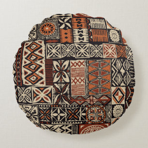 Coussins Ronds Tapa hawaïen : Patchwork tribal