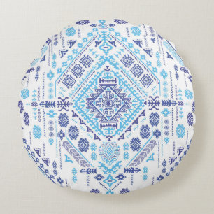 Coussins Ronds Tapis en cachemire indien, motif de mandala ethniq