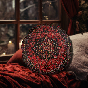 Coussins Ronds Tapis persan dans le champ teinté rose