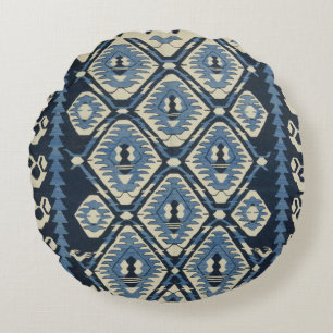 Coussins Ronds Tapis Persan Turc Oriental Bleu