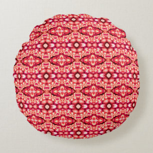 Coussins Ronds Tapis perse sans couture rouge. Texture ethnique a