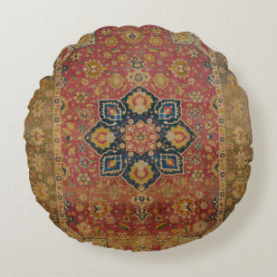 Coussins Ronds Tapis Rouge Or Kashan Tapis Persan Asiatique