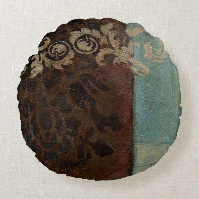 Coussins Ronds Tapisserie Abstraite Damask par Jennifer Goldberge (Devant)