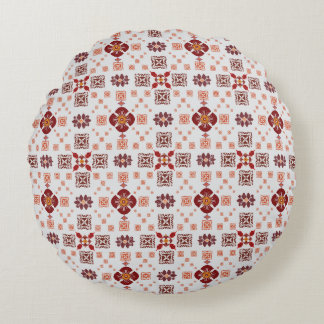 Coussins Ronds Tapisserie géométrique mandala rouge élégant pour