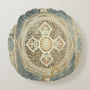 Coussins Ronds Tapisserie ornementale avec design géométrique orn