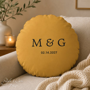 Coussins Ronds Tapisserie personnalisée avec monogramme et date j