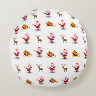 Coussins Ronds Tapisserie ronde de Noël, Père Noël