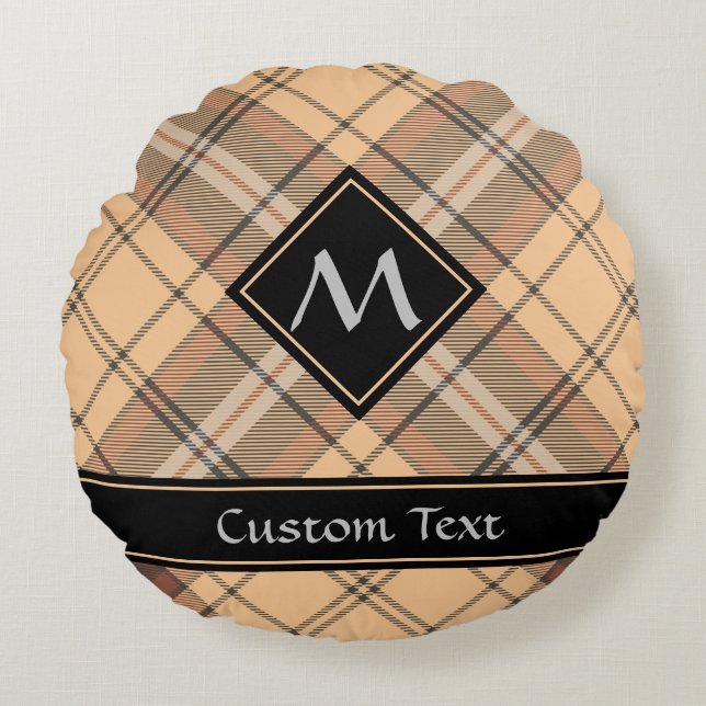 Coussins Ronds Tartan beige et Brown (Devant)