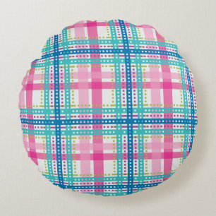 Coussins Ronds Tartan, motif de plaid