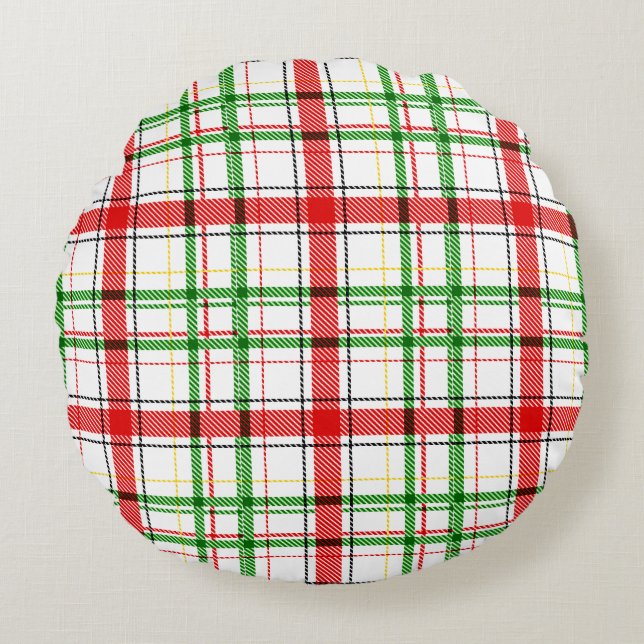 Coussins Ronds Tartan plat de Noël - Blanc (Devant)