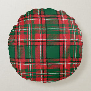 Coussins Ronds Tartan traditionnel : motif plaid rouge-vert.