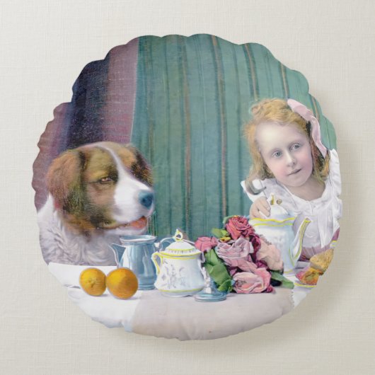 Coussins Ronds Tea Party vintage (Devant)
