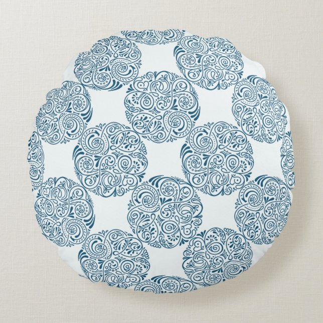 Coussins Ronds Teal Blue Garden Elegance Round Pillow (Devant)