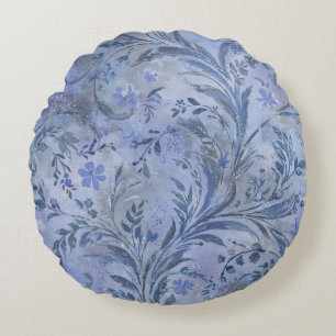 Coussins Ronds Teintes rêveuses bleu fumé de style pictural