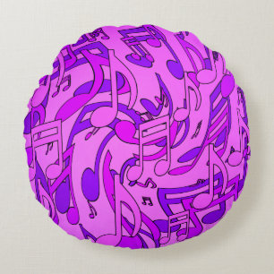 Coussins Ronds Teintes violettes joyeuses et lumineuses de notes