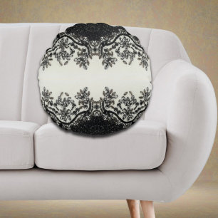 Coussins Ronds tendance girly chic mode vintage noir et blanc