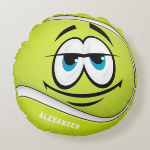 Coussins Ronds Tennis Ball Visage Drôle Créez votre propre nom de