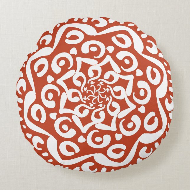 Coussins Ronds Terracotta Mandala (Devant)