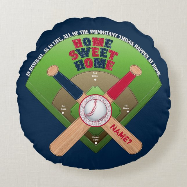 Coussins Ronds Terrain De Baseball, Accueil 02-Round Throw Pillow (Devant)