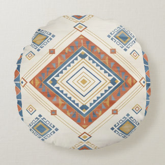 Coussins Ronds Terrasse en terre cuite et kilim bleu du désert ba
