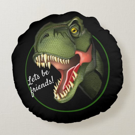 Coussins Ronds Tête de texte personnalisée T-Rex Dinosaur (Dos)