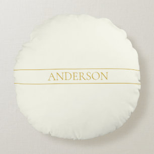Coussins Ronds Texte personnalisable simple et élégant   Or blanc