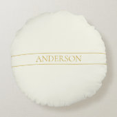 Coussins Ronds Texte personnalisable simple et élégant | Or blanc (Dos)