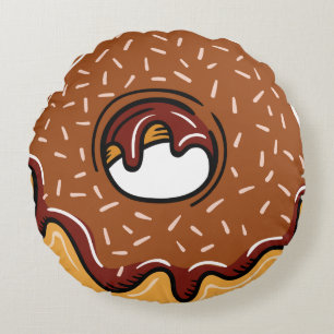 Coussins Ronds Texte personnalisé Illustration Donut lancer l'ore