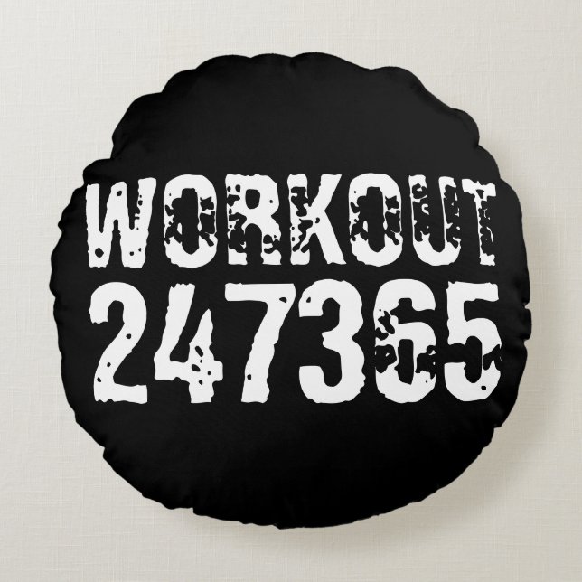 Coussins Ronds Texte usé et rayé Workout 247365 blanc (Devant)