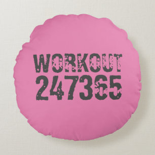 Coussins Ronds Texte usé et rayé Workout 247365 rose
