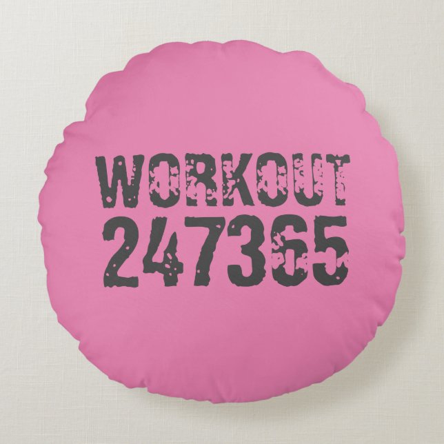 Coussins Ronds Texte usé et rayé Workout 247365 rose (Devant)