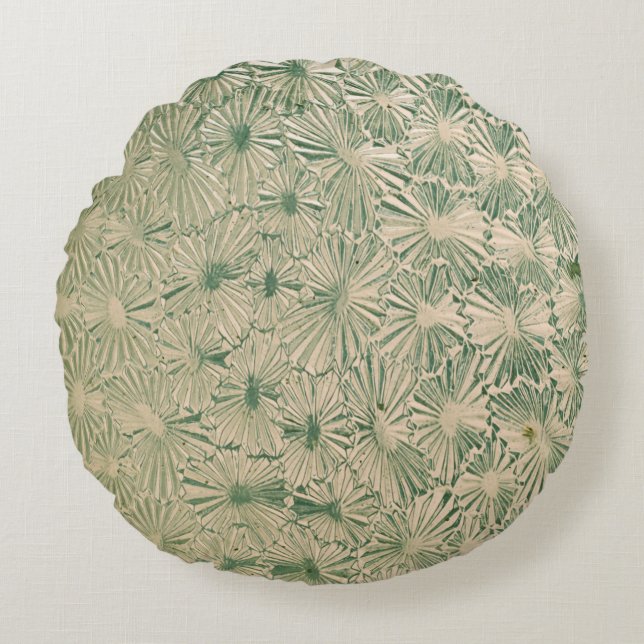 Coussins Ronds textile floral vert et blanc (Devant)