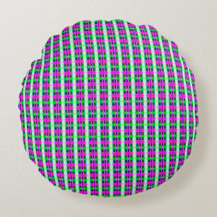 Coussins Ronds texture abstraite, motif plaid coloré, goudron rét
