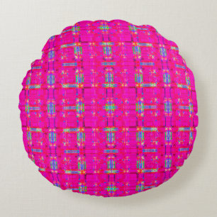 Coussins Ronds texture abstraite, motif plaid coloré, moderne ta