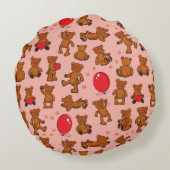 Coussins Ronds Texture avec le nounours, coeurs (Dos)