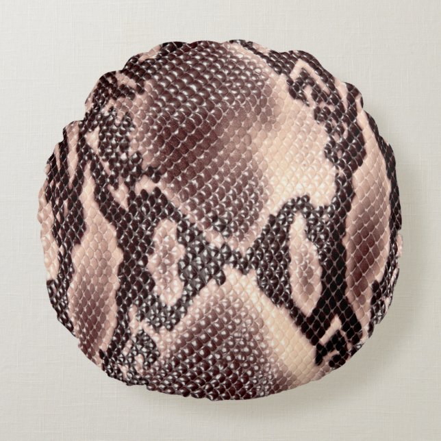 Coussins Ronds texture Brown en cuir de serpent (Devant)