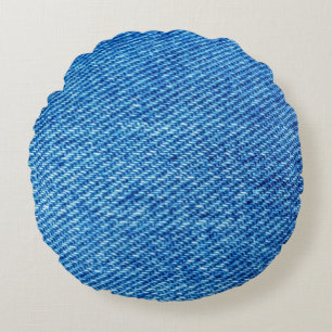 Coussins Ronds Texture de Denim bleu
