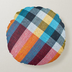 Coussins Ronds Texture de fermeture de tissu, tissage de style th