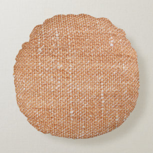 Coussins Ronds Texture de fond en toile de lin marron