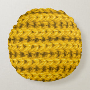 Coussins Ronds Texture de laine jaune vif