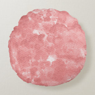 Coussins Ronds Texture de marbre à l'aquarelle Rose Pêche Poussié